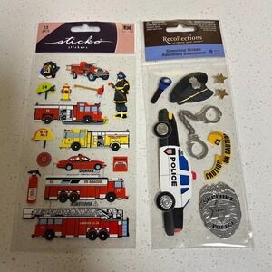Sticko Recollections Police & Firefighter Theme Scrapbook Sticker Sheets